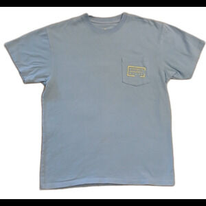 Southern Marsh Women's Pocket Tee (Medium, Light Blue with Yellow Text)